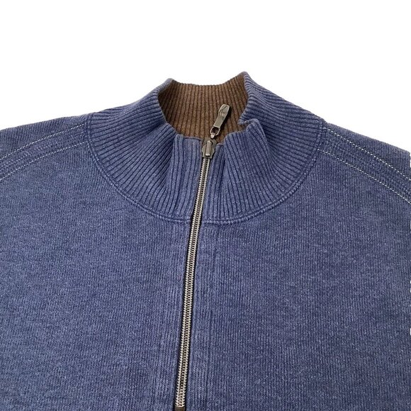 Tommy Bahama 1/4 Zip Blue Brown Reversible Sweater Adult Size XL Mock Neck - Picture 3 of 8